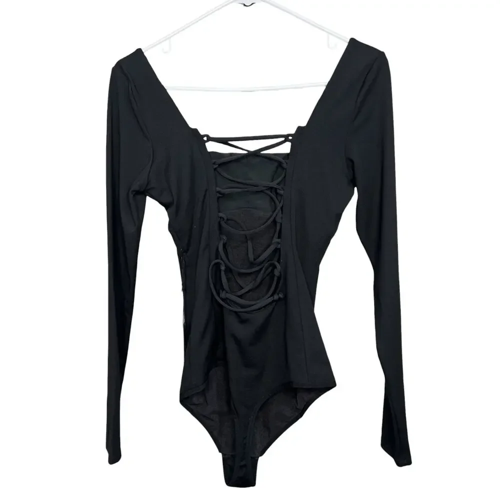 Ta3 LS Squary Bodysuit in Black Size Small